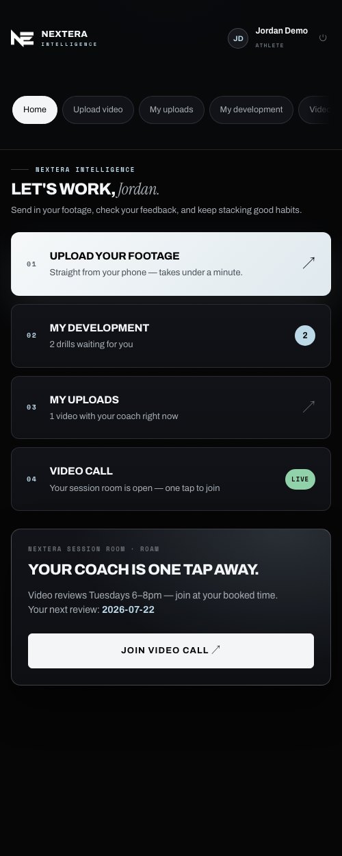 The NextEra portal on an athlete's phone